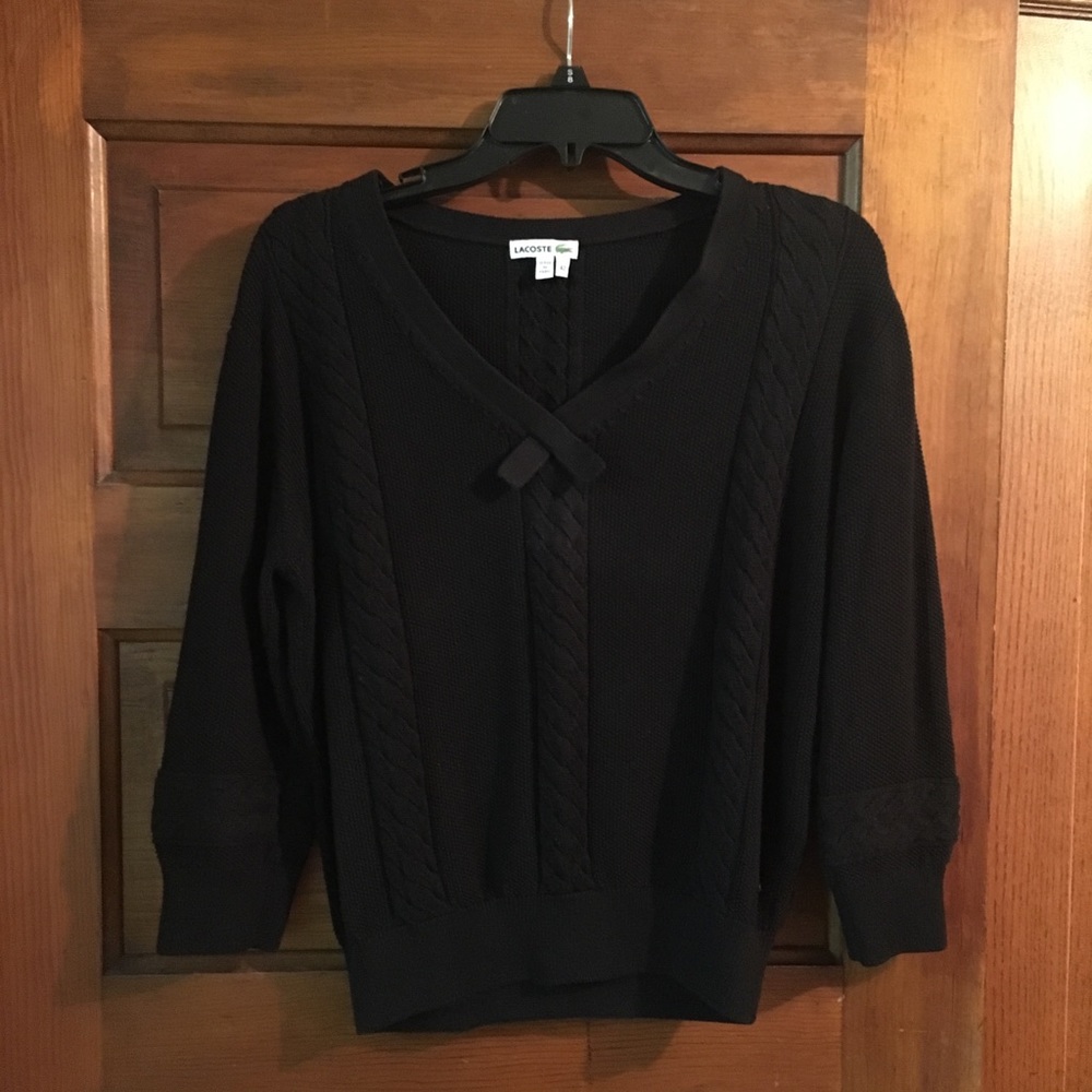 LACOSTE Women’s Black Cable Knit Sweater
